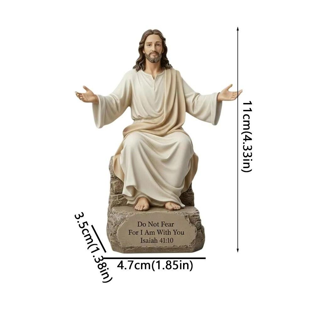Bible Verse Base Jesus Christ Figurine Open Arms Blessing Resin Jesus Ornament Spiritual Gift