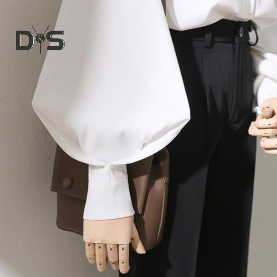 Dámská košile stojánek s límečkem Lucerna s dlouhým rukávem jednobarevná košile volného střihu jednořadá kancelářská dámská košile