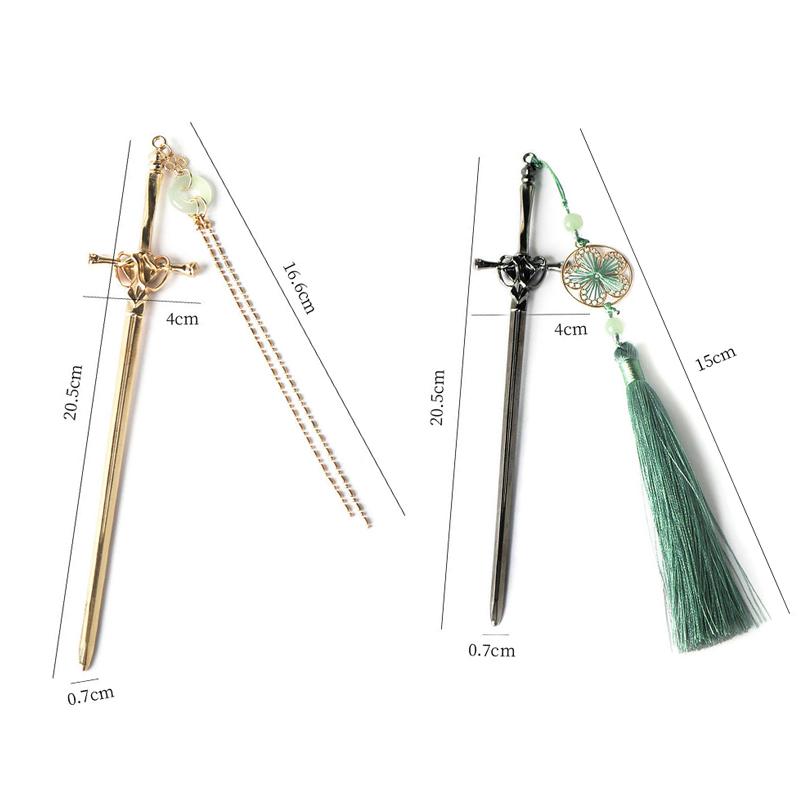 New Punk Metal Sword Tassels Hairpin Chinese Style Simple Hair Sticks For Women DIY Hairstyle Design Tools Accessories