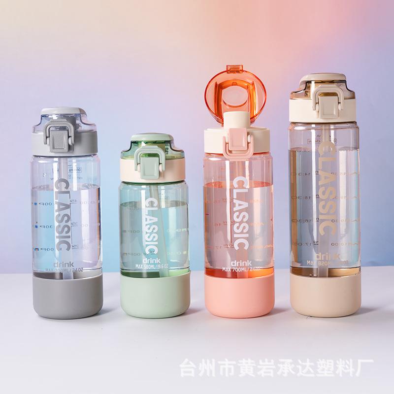 Water bottle new gradual change color plastic cup large capacity high temperature direct drinking cup portable sports kettle portable plastic water