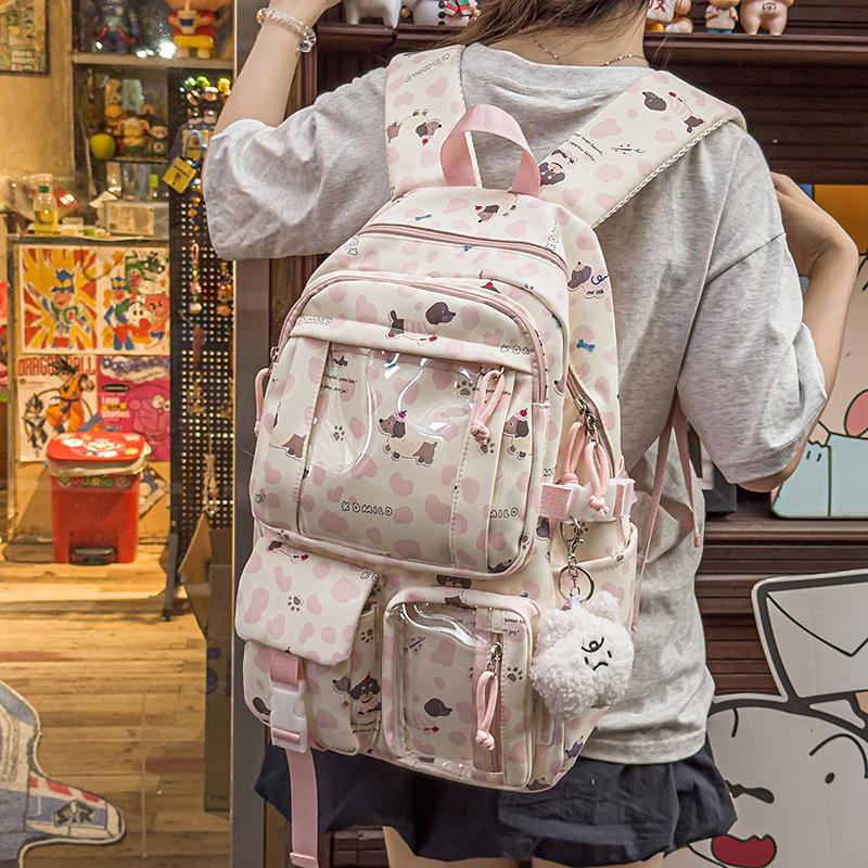 Puppy Printed Schoolbag Junior High School Students Lightweight Backpack Women's Cartoon Backpack