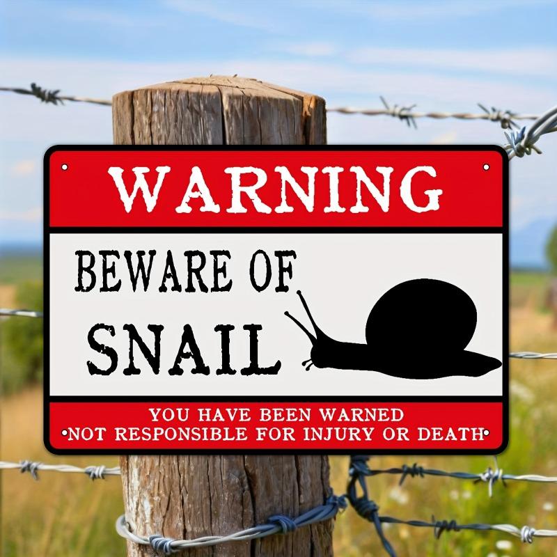 Tin Sign Funny Beware Of Snail Warning Silhouette Vintage Durable Metal Plaque Wall Decor Home Yard Garden Fence Wall Art