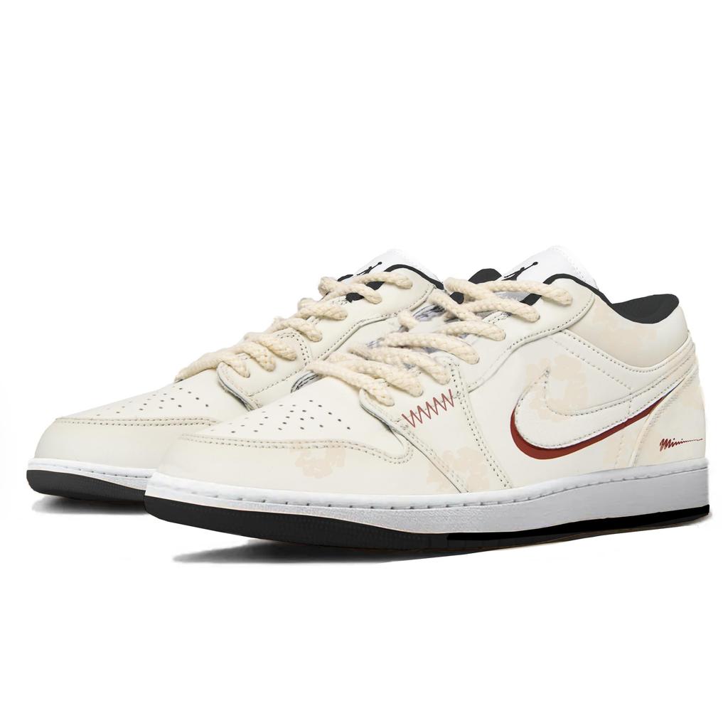 Jordan Air Jordan 1 Abrasion Resistant Height Increasing Low top Vintage Basketball Shoes Unisex Ecru 553558-153(Team1439-)