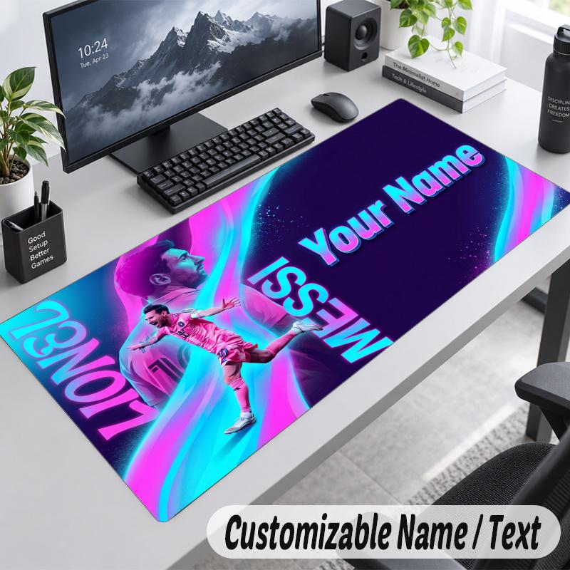 Lionel Messi Personalized Large Mouse Pad Custom Name Text Extended Desk Mat Gaming Mousepad