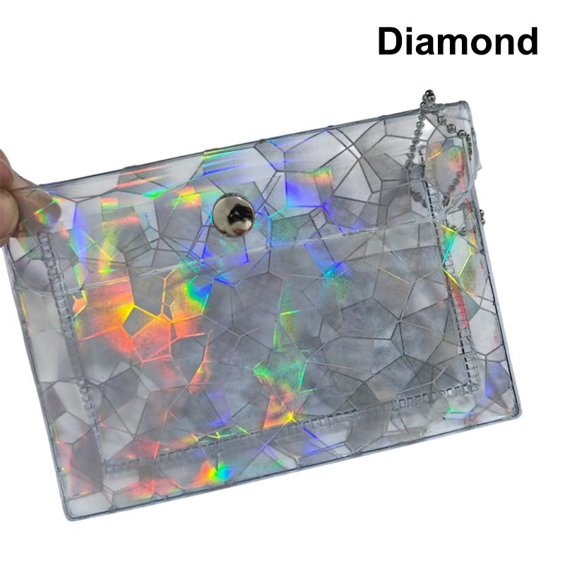 s Stern Glitzer Klar PVC Kartenhalter Mini Schnapp-Münzbörse Mit Perlenkette Schlüsselanhänger Für Ausweis Tägliche Aufbewahrung Geschenk diamant