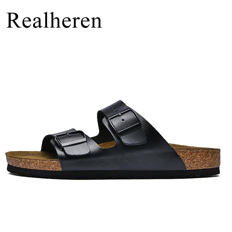 Sommer Herren Damen Clogs Kork Pantoletten Pantoletten Mikrofaserleder Lässige Slipper Sandale Strandschuhe Große Größe 48 49