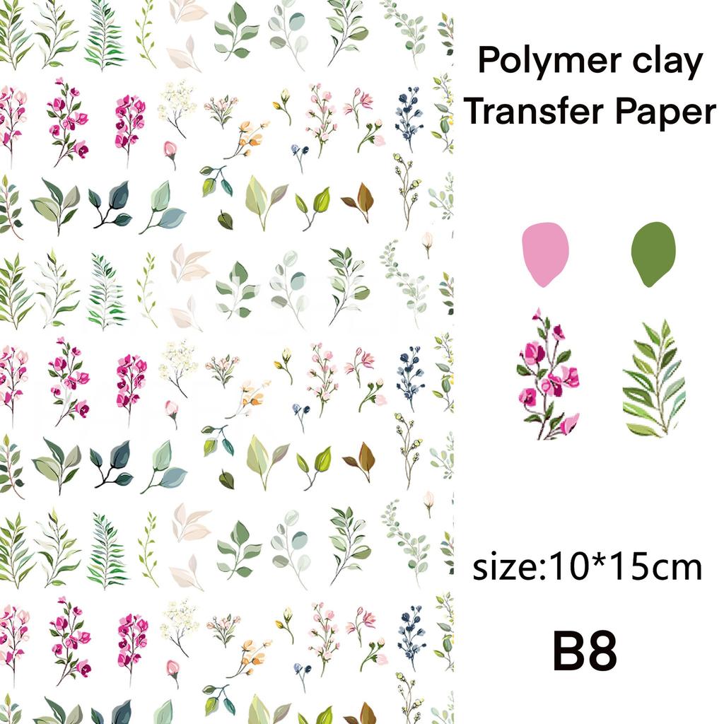 2 Stück weiches Keramik-Transferpapier der Serie „Naturblumen“ – geeignet für die Herstellung von handgefertigten DIY-Ohrringen und Schmuck
