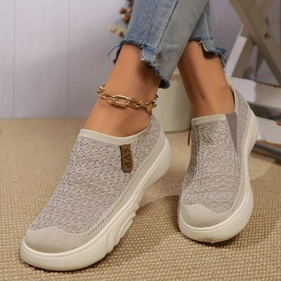 Women's Breathable Knit Loafers Comfortable Slip-On Walking Shoes with Soft Sole Shoes
