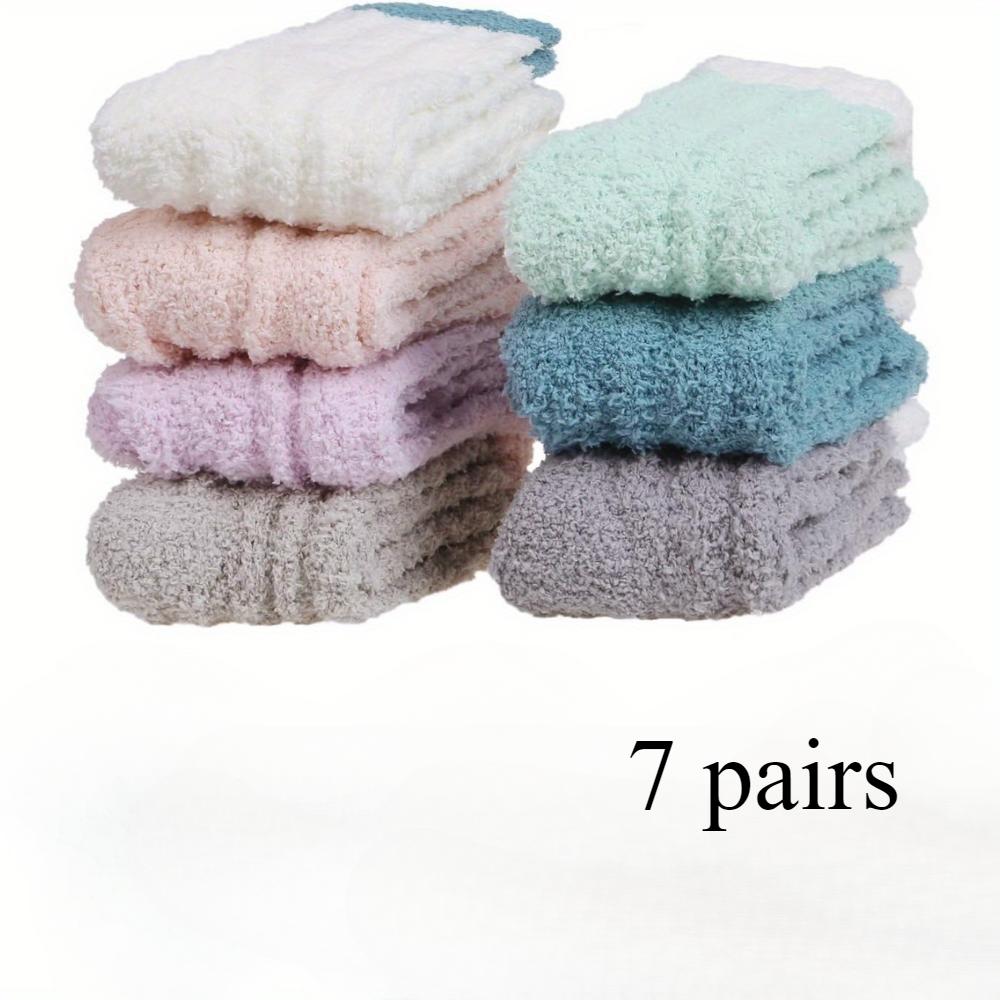 

Женские носки, зимние теплые носки из кораллового флиса, домашние уютные теплые зимние носки средней длины, 7 пар One Size