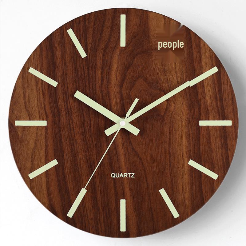 12" Luminous Silent Quartz Wall Clock - Creative Wooden Design for Living Room