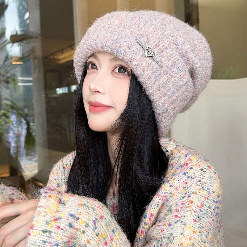 Autumn and Winter Love Knitted Warm Hat Women's Outdoor Wind and Cold Cover Ear Protection Cycling Sports Hat Hat