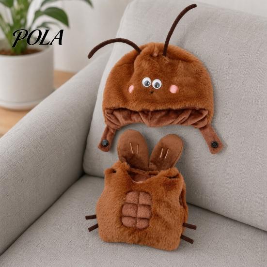 1 Set Funny Cockroach Pet Costume, Adjustable Headgear And Sleeveless Tank Top, Plush Cozy Outfit for Small Medium Dogs Cats Party Wear Sale Goods