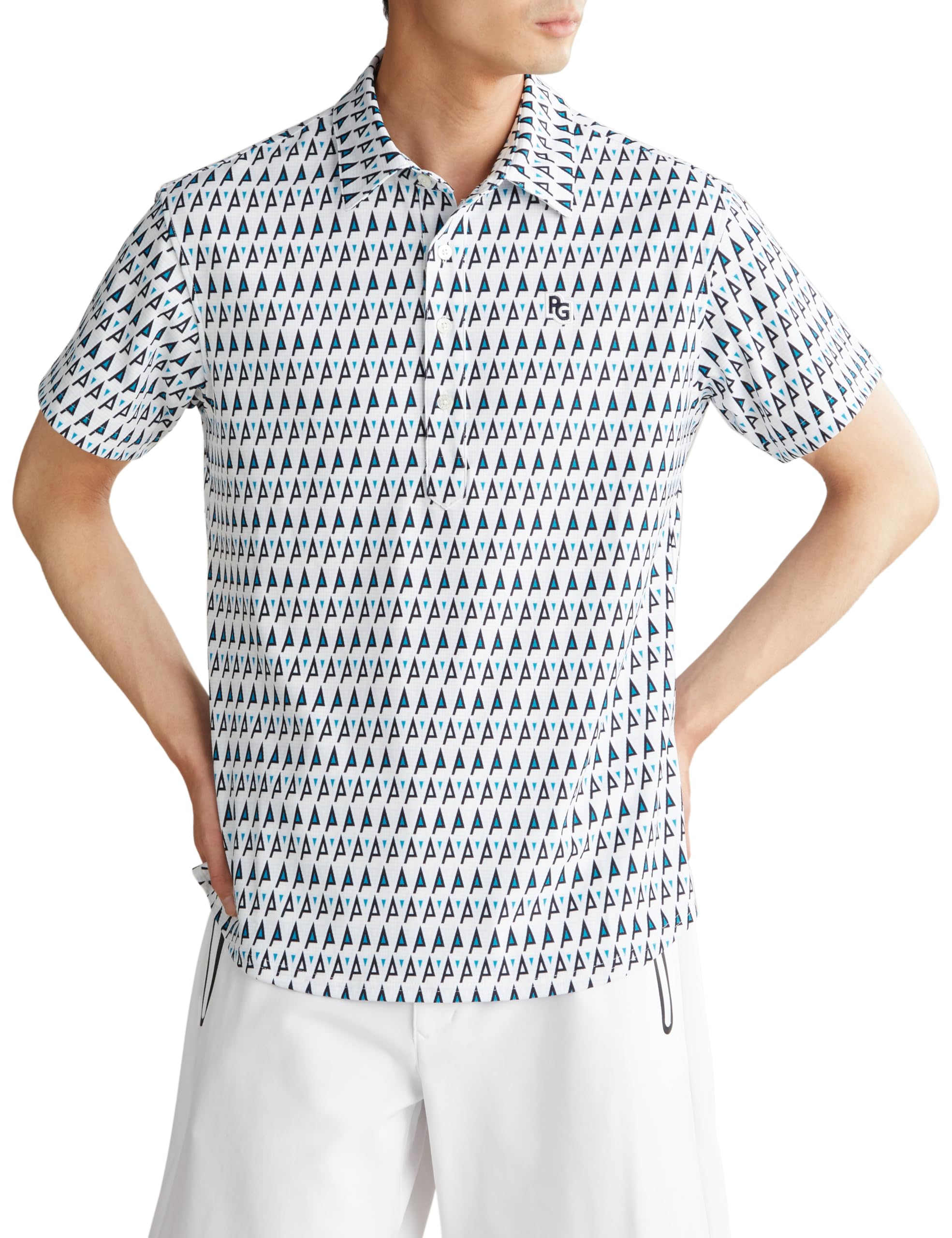 

PEARLY GATES Short Sleeve Polo Shirt Geometric Golf Base 7 Men s (Logo Print) / / 053-4160415 031_White [3L]