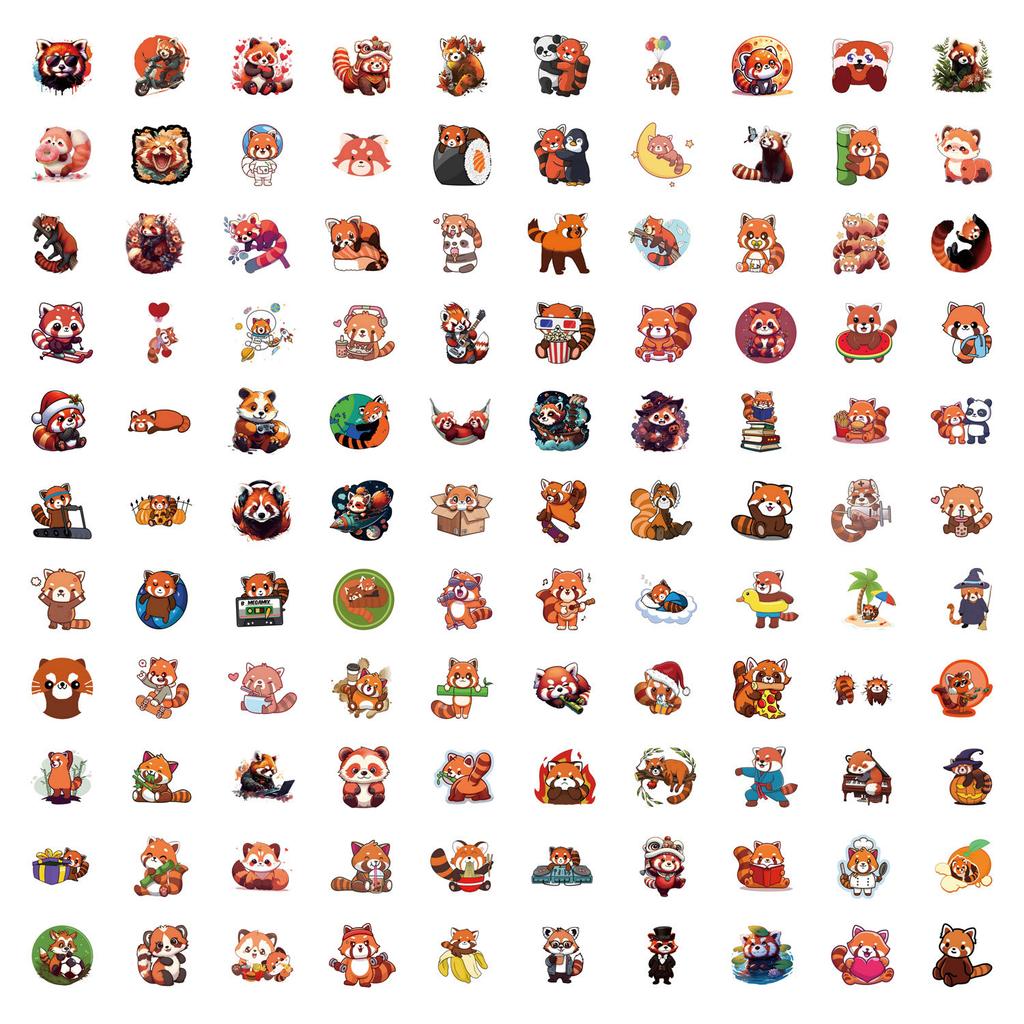 110 New Red Panda Graffiti Stickers Suitcase Mobile Phone Skateboard Cartoon Waterproof Stickers
