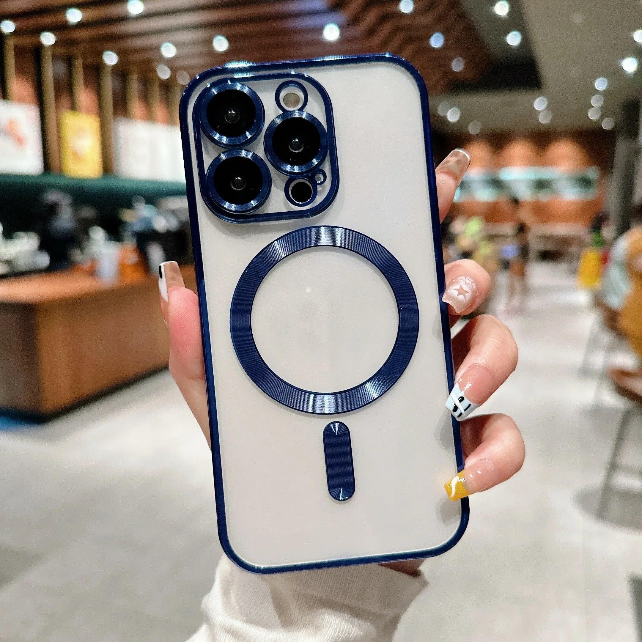 

Модный защитный чехол для объектива камеры Magsafe с покрытием для iPhone15 14 3 12 11 Pro Max, силиконовый чехол для беспроводной магнитной зарядки For iPhone 13 Pro