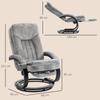 Swivel Recliner Chair with Footrest, Manual Recliner Armchair with Wooden Base, Plush Velvet Upholstered Reclining Chair for Living Room, Bedroom