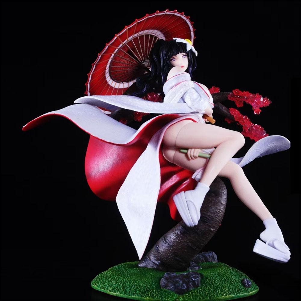 

27CM Naruto Anime GK Figure Kimono Hyuuga Hinata Sexy Gril PVC Action Model Collection Dolls Toys
