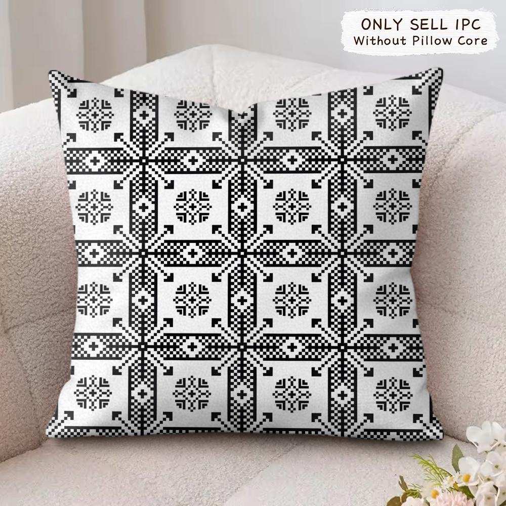 Z Imazighen Kabyle Jewelry Cushion Cover Silky Short Plush Invisible Zipper Dustproof Sofa Pillow Case For Home Decor