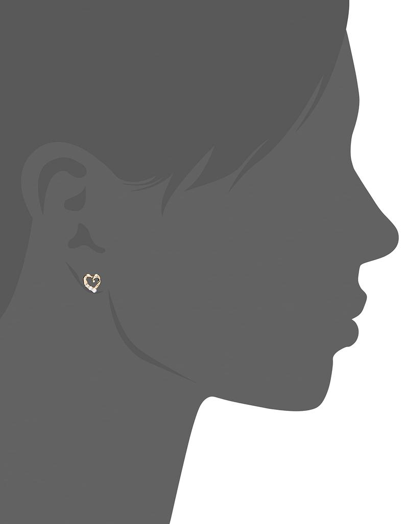 Silver Pink Gold Plated Cubic Zirconia Heart Necklace Earrings 2 Piece Set with Pouch [Ester] 0785-0017-0000-0000