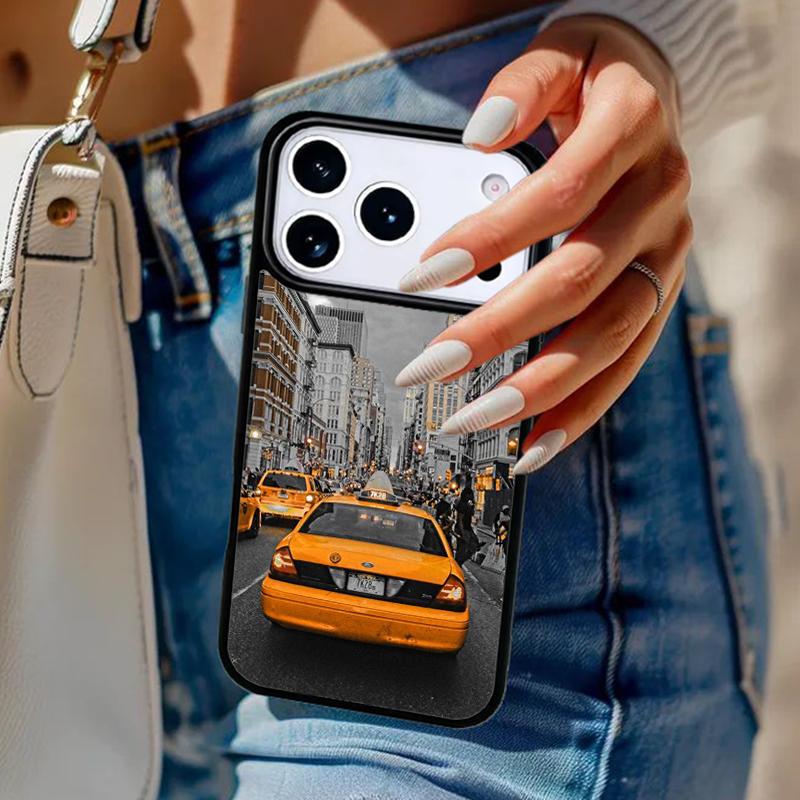 NYC Yellow Taxi Cabs Phone Case For iPhone 17 Air 14 15 13 12 Max Cover For Apple 16e 11 Pro Max Plus Coque
