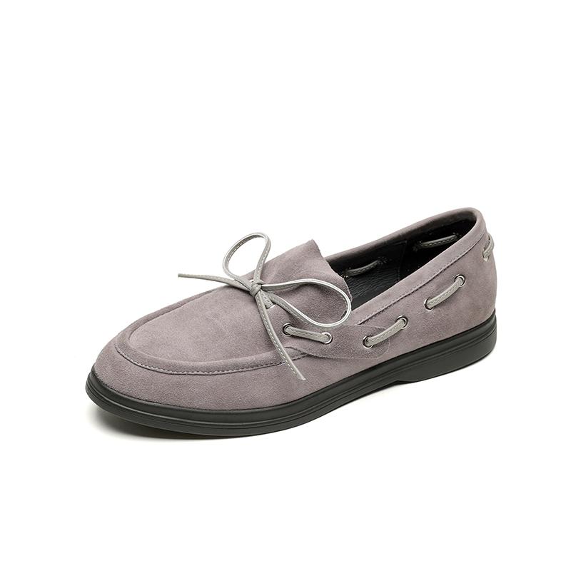 Fashion Size 34-40 Women Cow Suede Sneakers Real Leather Lace-Up Casual Low Heels Tennis Flats Shoes Classic Round Toe Daily Flat Shoes