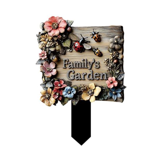 Wooden Decorative Garden Stake, Farmhouse Rustic Flower Butterfly Bee Ladybug Yard Art, Welcome Sign for Outdoor Yard Lawn Patio Pathway