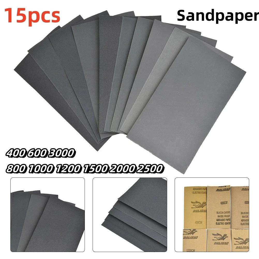 

15Pcs/Set Sandpaper 400 600 3000 800 1000 1200 1500 2000 2500 Grit Sandpaper Wet/Dry Car Paint Scratch Polishing Sanding China Mainland