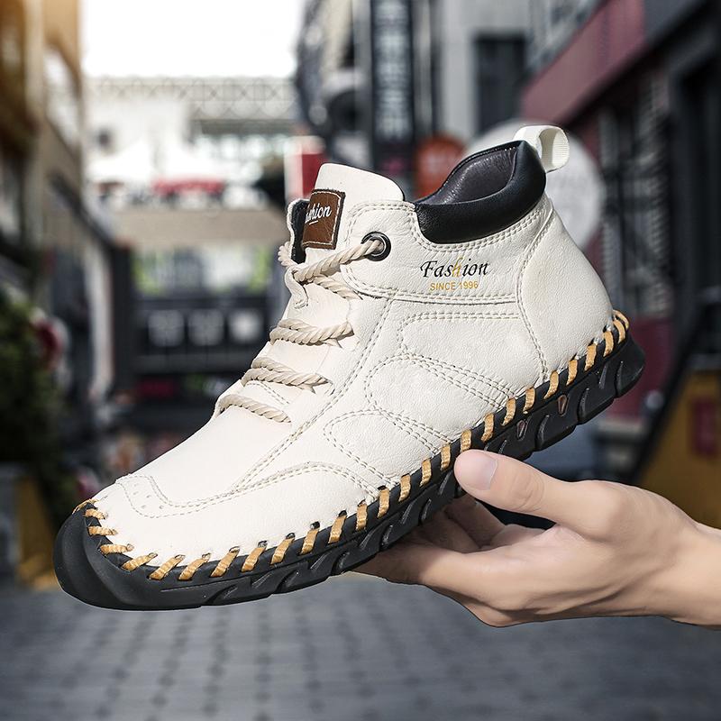 38-48 Leather Casual Men Shoes Design Sneakers Man Breathable Leather Shoes Men Ankle Boots Outdoor