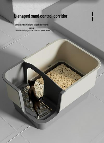 Extra Large Enclosed Cat Litter Box - Anti-Splash, Corridor Design, Deodorizing Kitten Sandbox