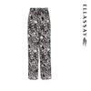 ELLASSAY Women's Subtle Print 100% Silk Wide-Leg Pants