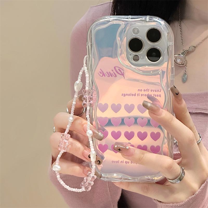 Zhitai Laser Paper Apple iPhone Case with Cream Pattern & Chain, Compatible with iPhone 16 Pro, 14, 12, 15, and 7/8.