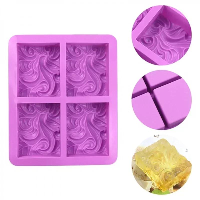 4-chamber Fashion Creative Handmade Flower Shaped Silicone DIY Soap Candle Cake Mold