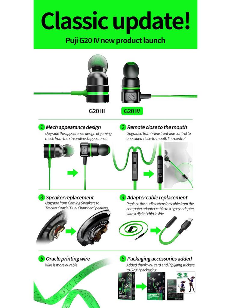 PLEXTONE Puji G20 Type-C 3.5mm Gaming Earbuds for Mobile Devices