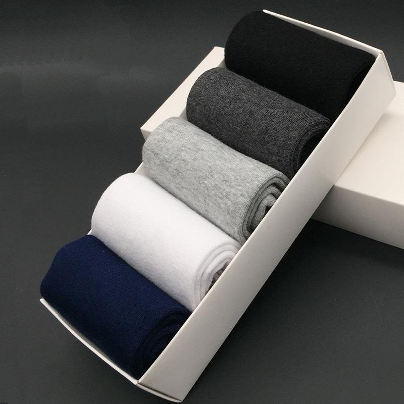 5 Pairs Pure Color High Quality Women and Men Cotton Socks Soft Breathable Antibacterial Black Business Men Socks