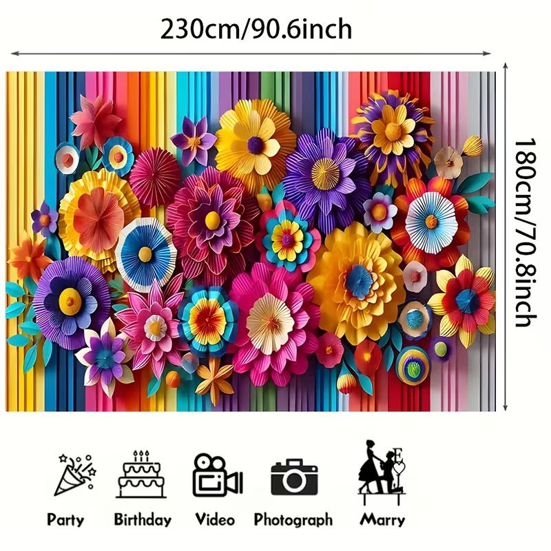 2D bunte Papierblumen Kulisse Hintergrundstoff