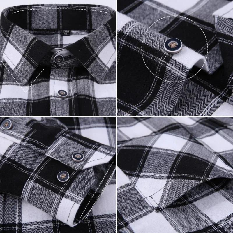 New Men's Vintage Plaid Flannel Shirt Long Sleeve 100% Cotton Fashion Casual Soft Standard Fit Men's Shirt  Large Size 7XL 8XL
