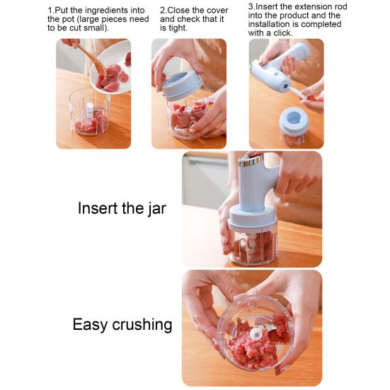 Elektrischer Handmixer mit USB-C-Aufladung 5-in-1 Kabelloser Schneebesen zum Eierschlagen & Fleischwolf Tragbarer Küchenrührer