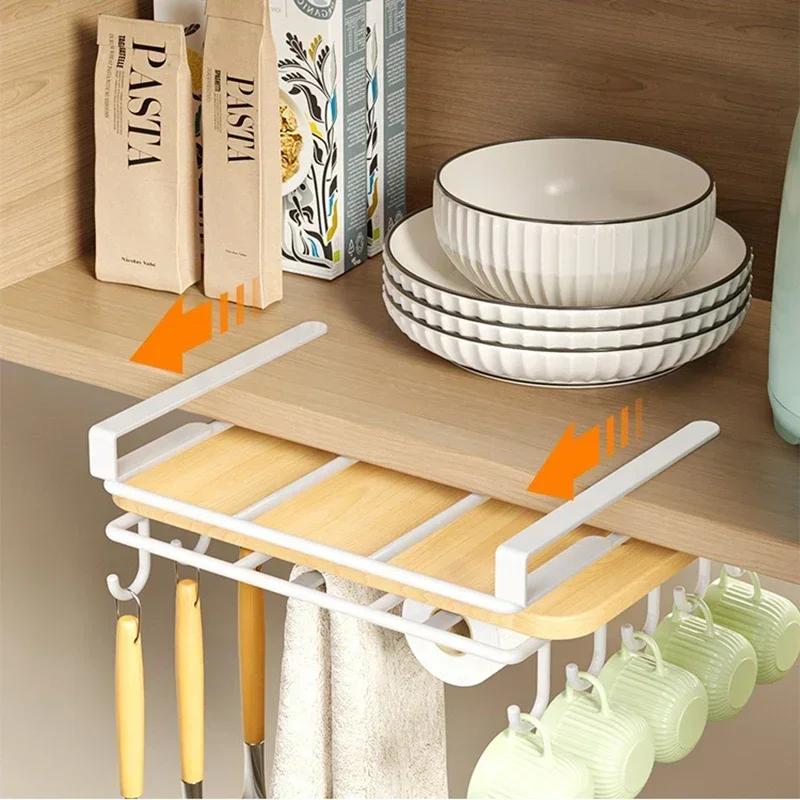 Multi-Functional Hanging Storage Rack for Pot Lids and Cutting Boards with Non-Punching Installation