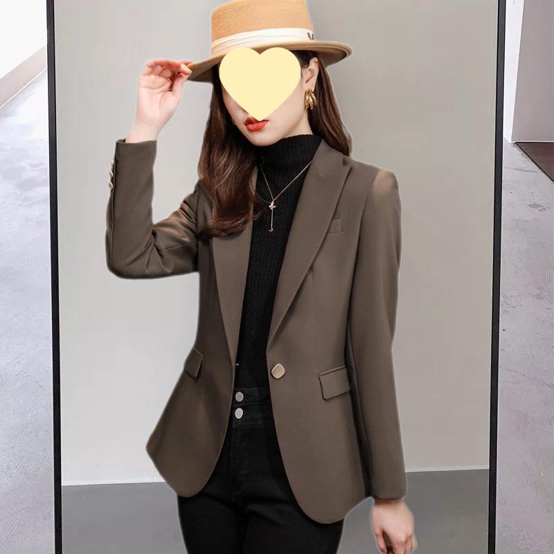 

Кофейный блейзерный костюм для миниатюрных женщин - Коллекция Весна/Осень 2025, Новый повседневный и стильный. M 100