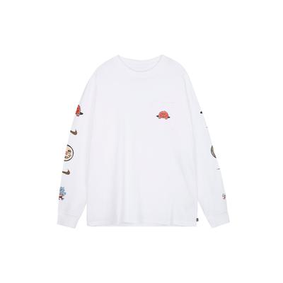 SB Cartoon Logo Print Tasche Skateboard Langarm T-Shirt Herren Oberteile Weiß CZ6176-100