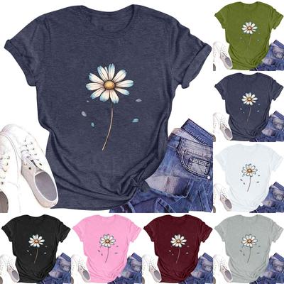 Lässiges, bedrucktes T-Shirt mit Rundhalsausschnitt und kurzen Ärmeln für Damen