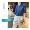 Blouse with Short Cool To the Large Body Breathable [MEME XTRA] Women's Collar, V-neck, Sleeves, Top, Office, Thin, Touch, Casual, Loose, Cool,