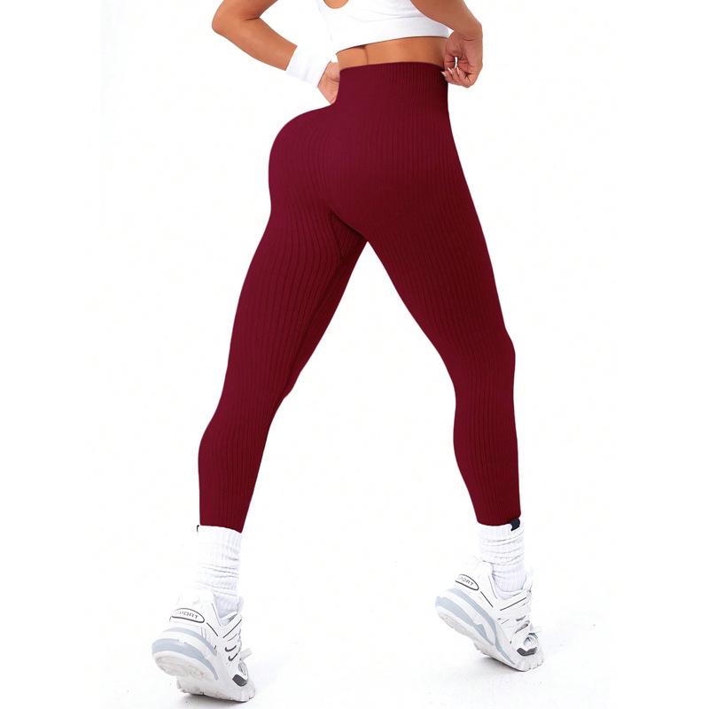 Women's High-Waist Ribbed Yoga Leggings | Hip-Lifting Fitness Pants