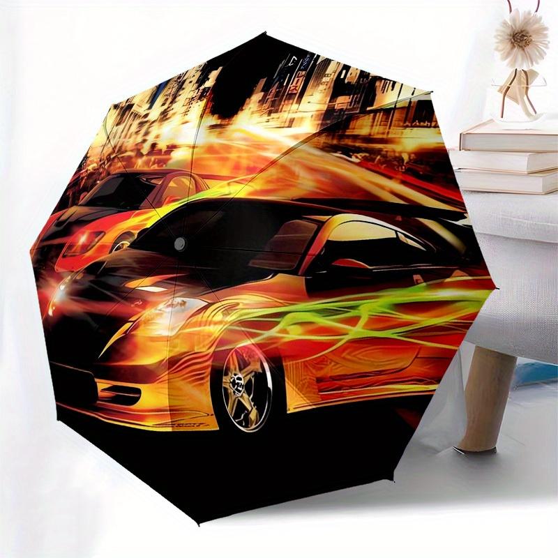 1pc City Racing Flame Trails Themed High-quality Umbrella,Automatic Opening and Closing Umbrella,Multi-functional Umbrella G0811165