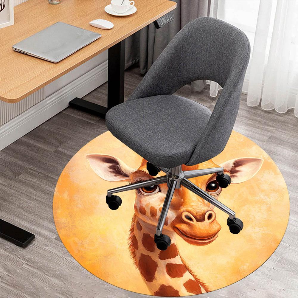 

1PC giraffe pattern Office Round Area Rug, Under Office Chairs Bedroom Living Room Home Decor, Carpet for Office -1110099 80cm by 80cm