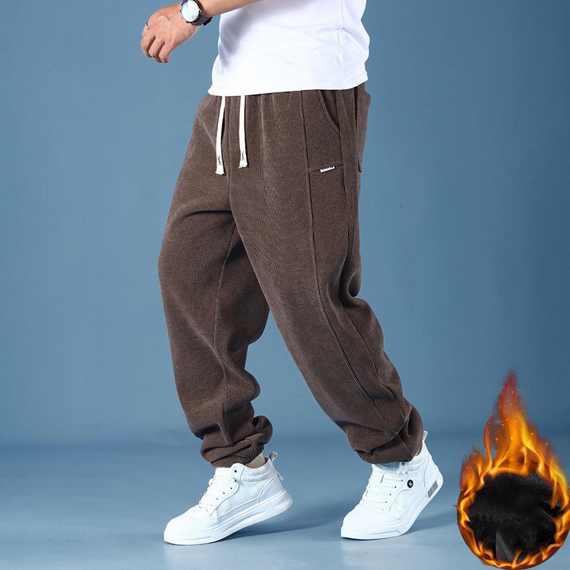 Pantalon en velours côtelé pour homme, grande taille, droit, ample, sport, loisirs, rembourré, Long, 4XL-12XL, automne et hiver
