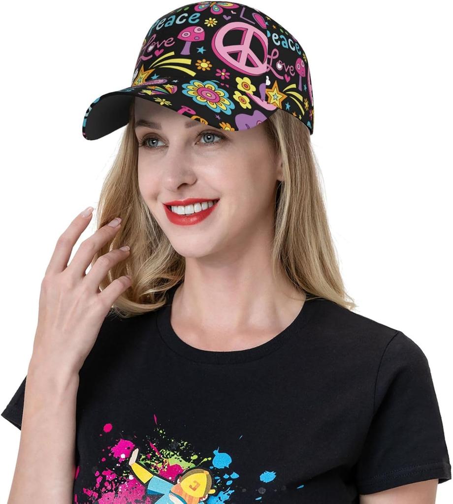 Peace Love and Dove Flower Power for Baseball Cap Adjustable Golf Dad Hat Trucker Cap for Men and Women Curved Brim Snapback Hat