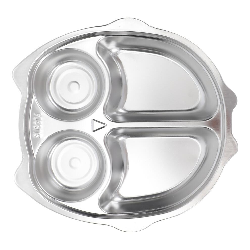 Stainless Steel Snack Plate Toddlers Divided Silver 1pc
