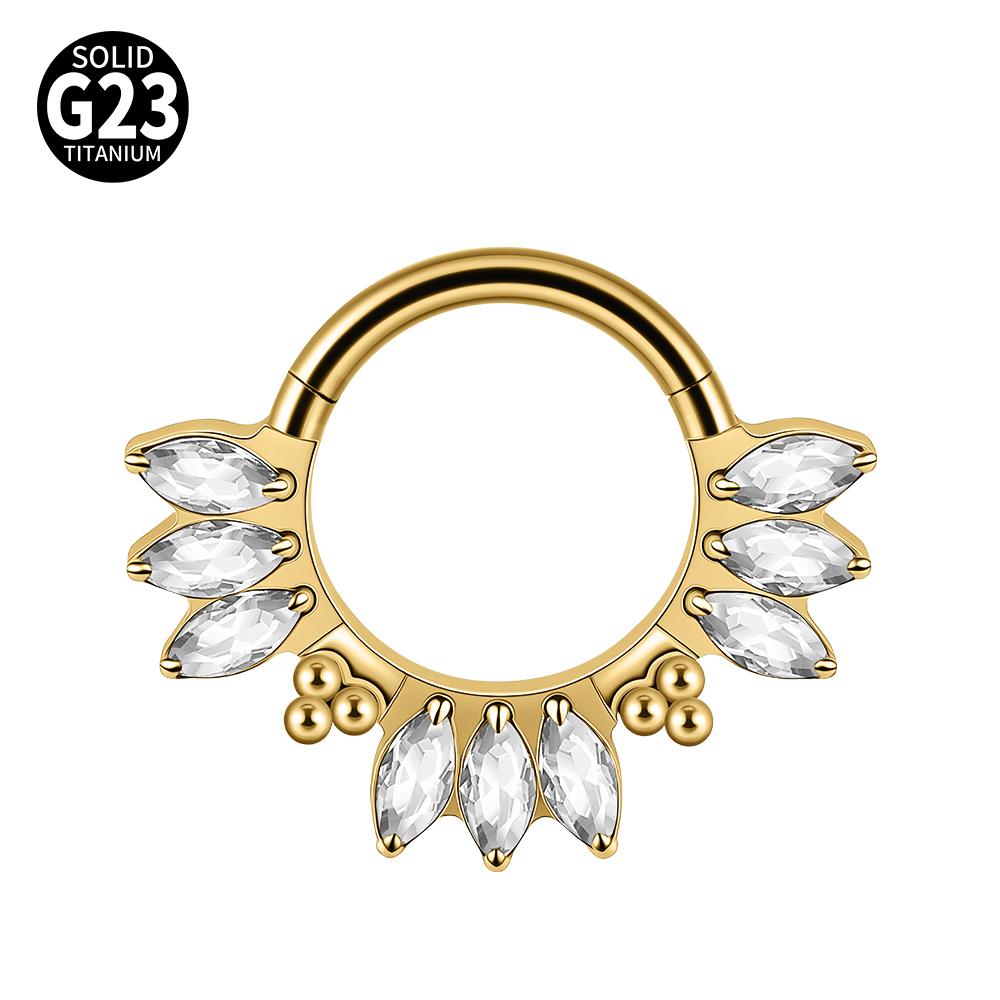 1pc G23 Titanium Split Ring with Multi Slanted Marquise Round White CZ Septum Nose Ring Cartilage Helix Tragus Piercing Jewelry