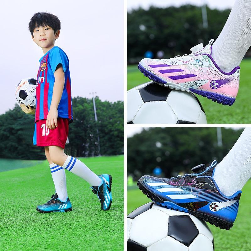 Neue Kinder Drehschnallen Fußballschuhe